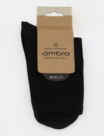 Ambra Organic Cotton Waffle Crew, Black product photo