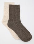 Ambra Fleck Crew Socks, 2-Pack, Taupe & Cream product photo View 02 S