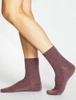 Ambra Waffle Crew Socks, 2- Pack, Grey Marle & Fig product photo View 03 S
