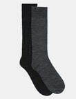 Ambra Knee-Hi Boot Sock, 2 Pack, Black & Charcoal product photo View 02 S