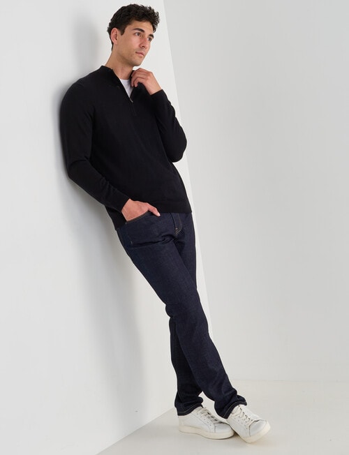 North South Merino 1/4 Zip Jumper, Black product photo View 03 L