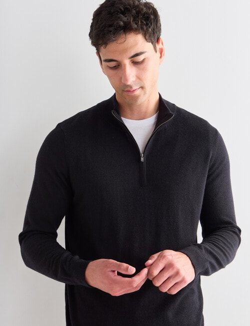 North South Merino 1/4 Zip Jumper, Black product photo View 05 L