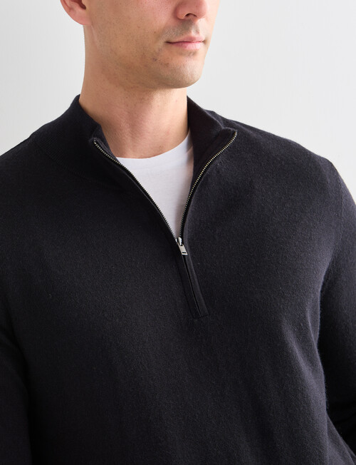 North South Merino 1/4 Zip Jumper, Black product photo View 04 L