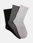 Ambra Cotton Comfy Crew Sock, 3-Pack, Black,Grey & Charcoal product photo View 02 S