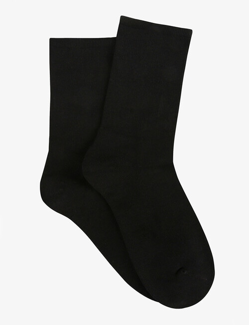 Ambra Bamboo Soft Top Crew Sock, 2-Pack, Black product photo View 02 L