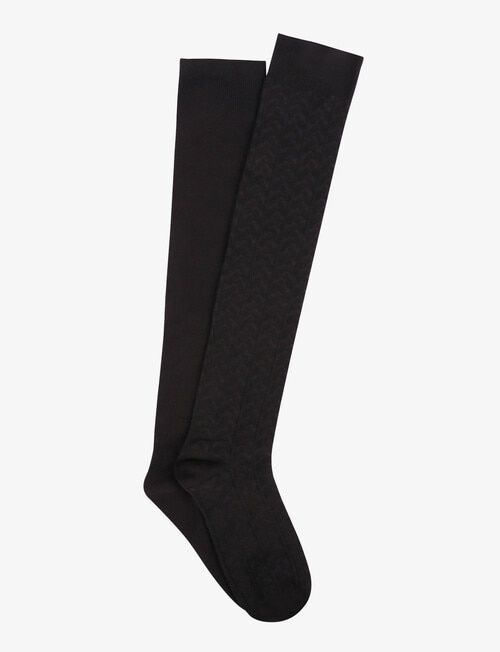 Ambra Cotton Over The Knee Sock, 2-Pack, Black product photo View 02 L