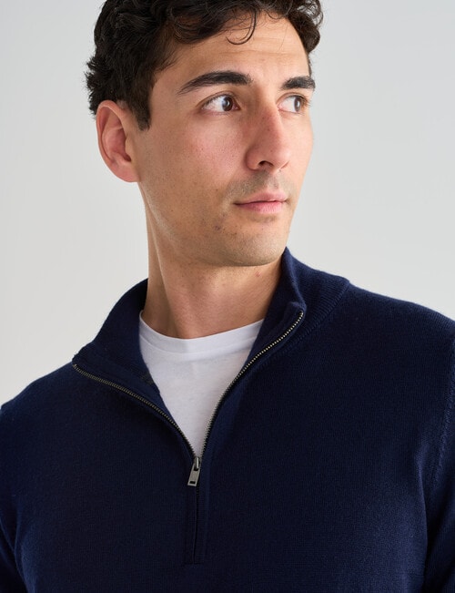 North South Merino Quarter Zip Jumper, Black product photo View 04 L