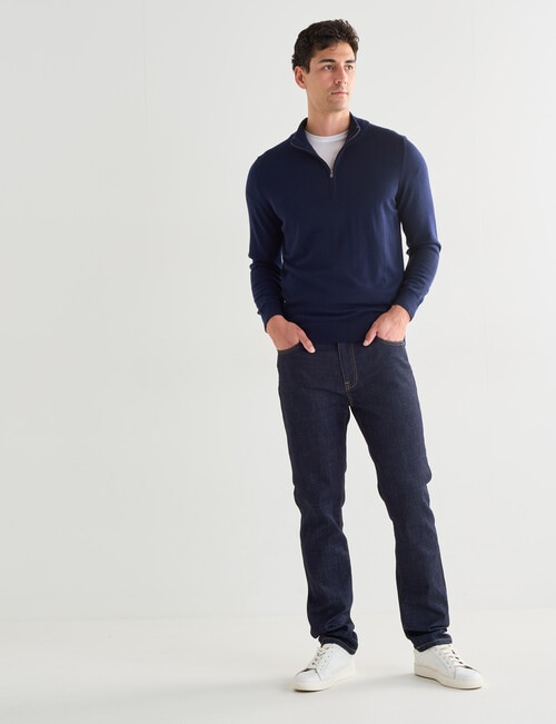 North South Merino Quarter Zip Jumper, Black product photo View 03 L