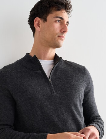 North South Merino North South Merino Quarter Zip Jumper, Charcoal product photo