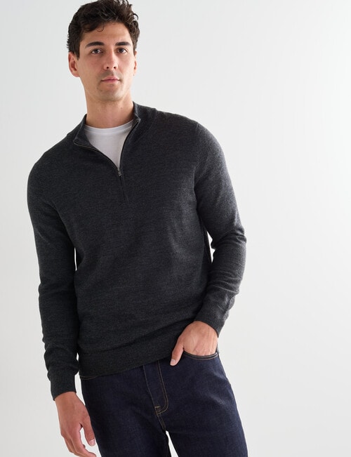 North South Merino North South Merino Quarter Zip Jumper, Charcoal product photo View 05 L