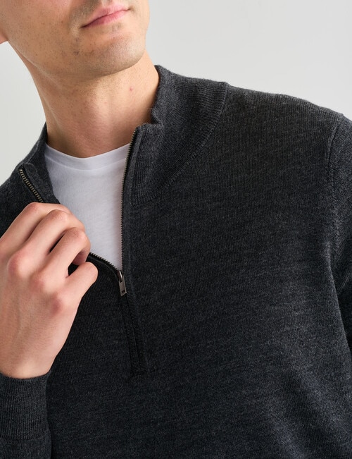 North South Merino North South Merino Quarter Zip Jumper, Charcoal product photo View 04 L