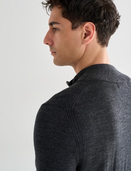 North South Merino Merino 1/4 Zip Jumper, Charcoal product photo View 06 L