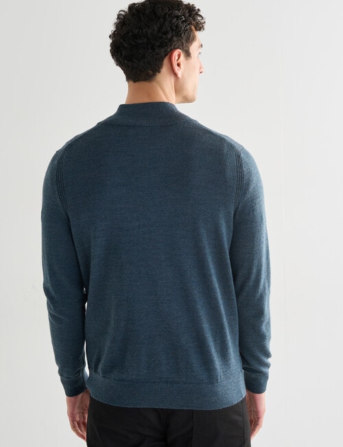 North South Merino 1/4 Zip Jumper, Petrol product photo View 02 L