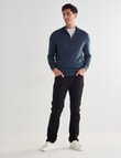 North South Merino 1/4 Zip Jumper, Petrol product photo View 03 S