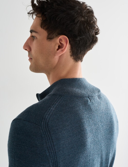 North South Merino 1/4 Zip Jumper, Petrol product photo View 07 L