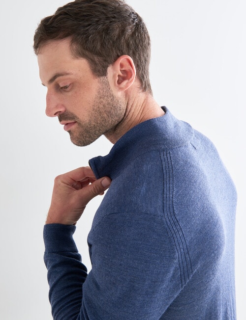 North South Merino 1/4 Zip Jumper, Denim Marle product photo View 05 L