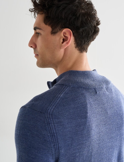 North South Merino 1/4 Zip Jumper, Denim Marle product photo View 06 L