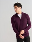 North South Merino 1/4 Zip Jumper, Plum product photo