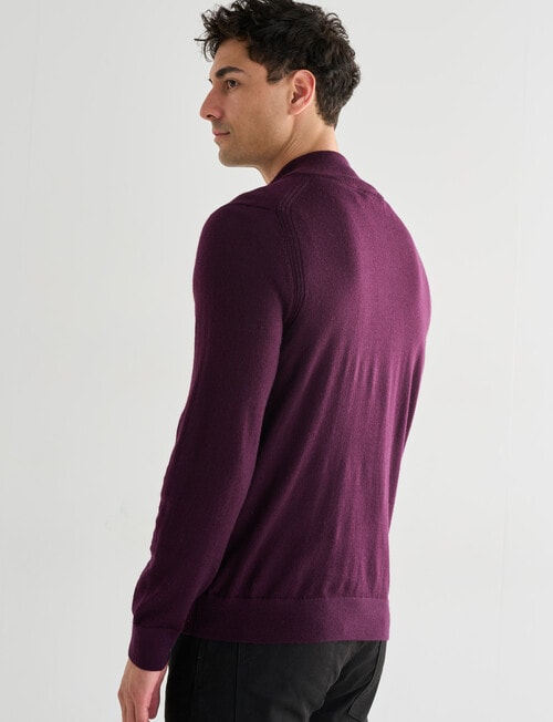 North South Merino 1/4 Zip Jumper, Plum product photo View 02 L