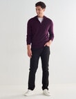 North South Merino 1/4 Zip Jumper, Plum product photo View 03 S