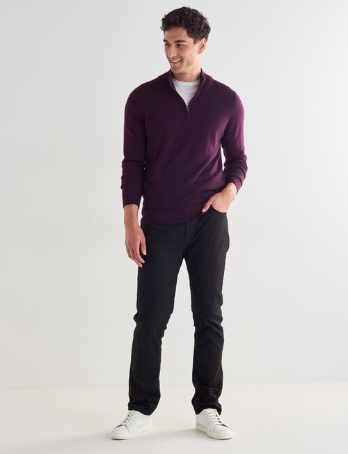 North South Merino 1/4 Zip Jumper, Plum product photo View 03 L