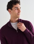 North South Merino 1/4 Zip Jumper, Plum product photo View 04 S