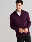 North South Merino 1/4 Zip Jumper, Plum product photo View 05 S
