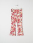 Mac & Ellie Floral Full Length Terry Flare Legging, Pink product photo