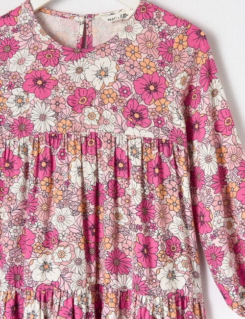 Mac & Ellie Floral Long Sleeve Tiered Dress, Pink product photo View 02 L