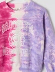 Mac & Ellie Tie Dye Varsity Sweatshirt, Fuchsia product photo View 02 S