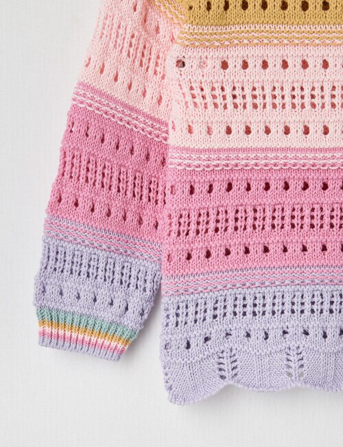 Mac & Ellie Crochet Look Jumper, Pink Multi product photo View 02 L