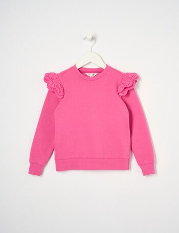 Mac & Ellie Frill Sleeve Sweatshirt, Fuchsia product photo