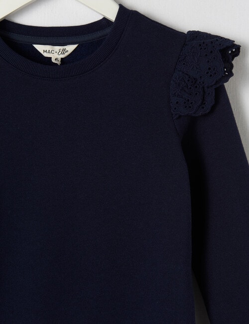 Mac & Ellie Frill Sleeve Sweatshirt, Navy product photo View 02 L