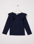 Mac & Ellie Long Sleeve Frill Tee, Navy product photo View 02 S
