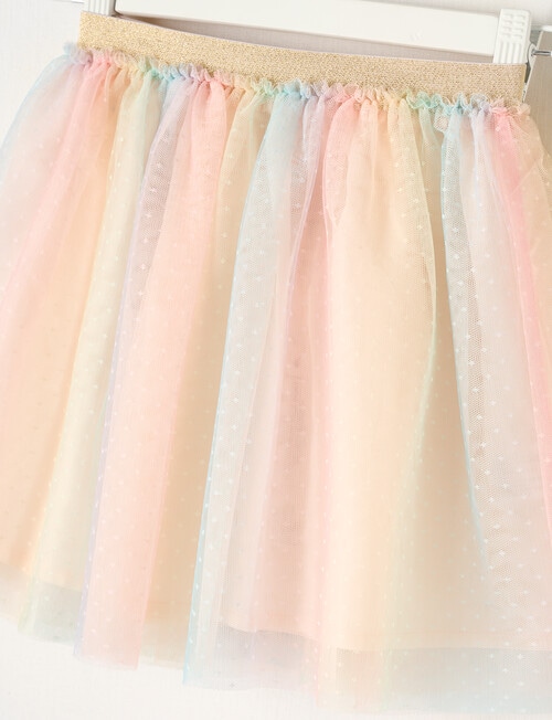 Mac & Ellie Rainbow Tulle Spot Skirt, Peach Multi product photo View 02 L