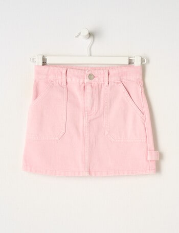 Mac & Ellie Cargo Denim Skirt, Light Pink product photo