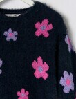 Mac & Ellie Daisy Fluffy Knit Jumper, Navy product photo View 02 S