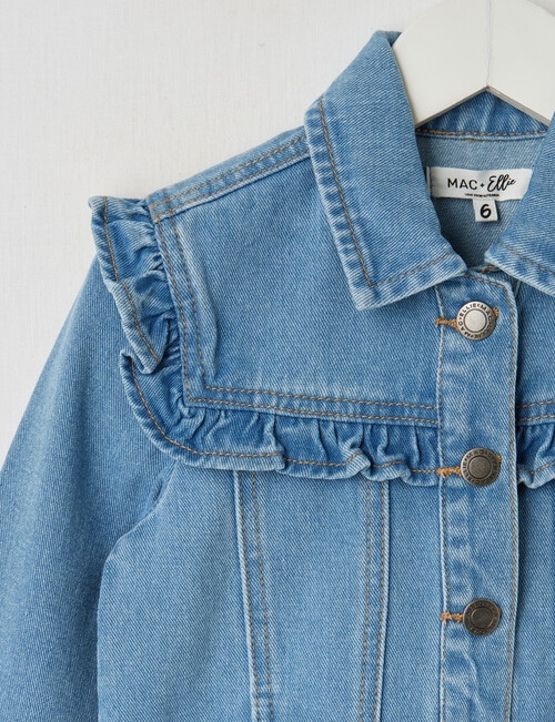 Mac & Ellie Frill Denim Jacket, Mid Blue product photo View 02 L
