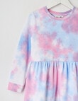 Mac & Ellie Tie Dye Long Sleeve Fleece Dress, Pink Multi product photo View 02 S