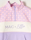 Mac & Ellie Daisy Check Quarter Zip Sweatshirt, Wisteria product photo View 02 S