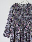 Mac & Ellie Floral Shirred Long Sleeve Dress, Navy product photo View 02 S