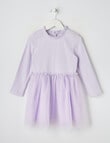 Mac & Ellie Rib Long Sleeve Tulle Dress, Lavender product photo