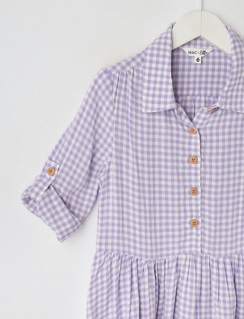 Mac & Ellie Gingham Long Sleeve Shirt Dress, Lavender product photo View 02 L