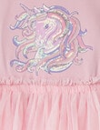 Mac & Ellie Unicorn Long Sleeve Tulle Dress, Dusty Pink product photo View 02 S