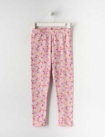 Mac & Ellie Ditsy Bunny Floral Full-Length Legging, Chalk Pink product photo