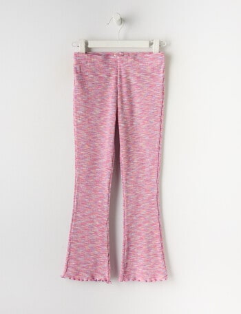 Mac & Ellie Space Dye Full-Length Rib Flare Legging, Flamingo Pink product photo