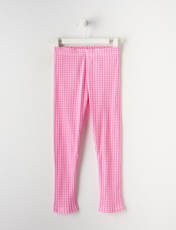 Mac & Ellie Gingham Full Length Rib Legging, Flamingo Pink product photo