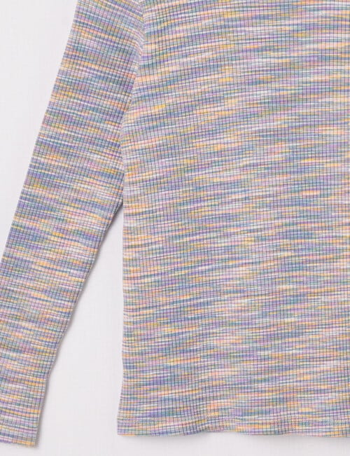 Mac & Ellie Space Dye Long Sleeve Rib Tee, Chalk Multi product photo View 02 L