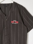 No Issue Stripe Short Sleeve Baseball Shirt, Charcoal product photo View 02 S