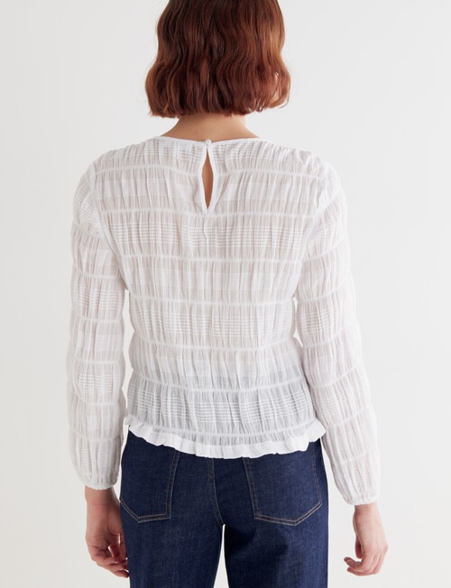 Zest Textured Long Sleeve Top, White product photo View 02 L